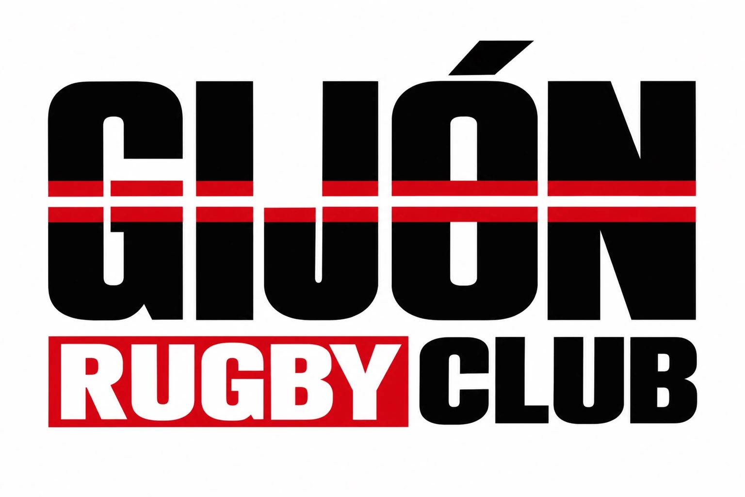 Gijón Rugby Club, diseño tipográfico rojiblanco y negro