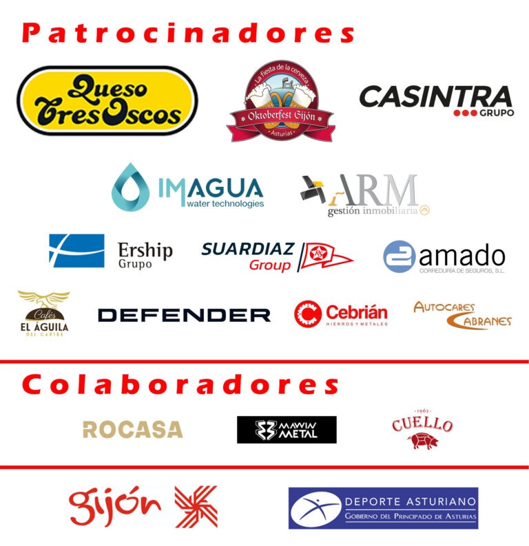 Imagen original de los patrocinadores y colaboradores del Gijón Rugby Club, incluidos Queso Tres Oscos y ARM Gestión Inmobiliaria